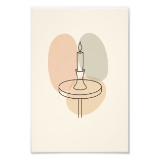 Minimalist Candle Line Art Poster フォトプリント