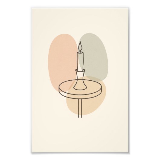 Minimalist Candle Line Art Poster フォトプリント (正面)