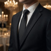 Minimalist Carbon Black Micro-Grid Geometric ネクタイ