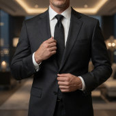 Minimalist Carbon Black Micro-Grid Geometric ネクタイ