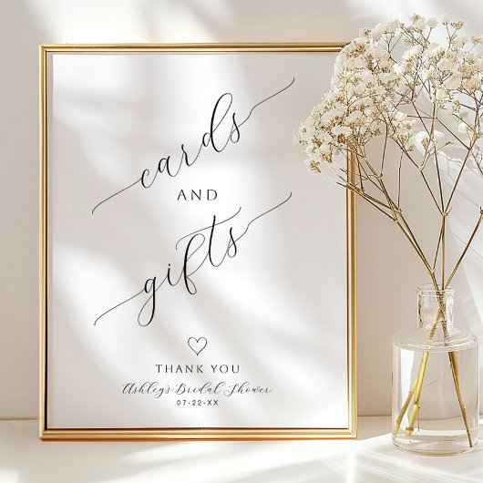 Minimalist Cards and Gifts Bridal Shower Sign ポスター