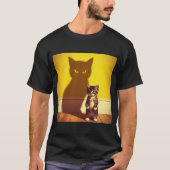 Minimalist Cat Art T-Shirt  Tシャツ (正面)