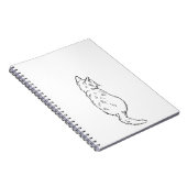 Minimalist Cat Back View Line Art Notebook ノートブック (右側)