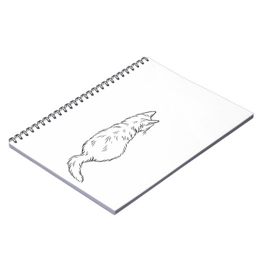 Minimalist Cat Back View Line Art Notebook ノートブック (左側)