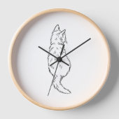 Minimalist Cat Back View Line Art Wall Clock 壁時計 (正面)