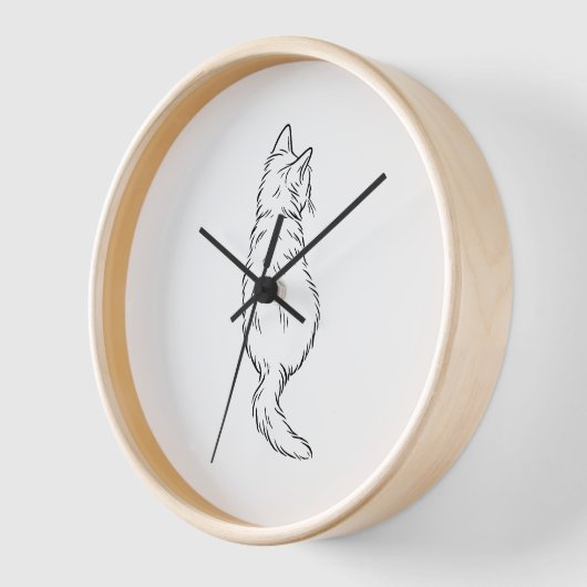 Minimalist Cat Back View Line Art Wall Clock 壁時計 (傾斜)