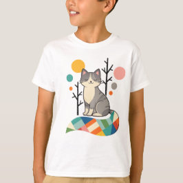 Minimalist Cat Design T-Shirt Tシャツ