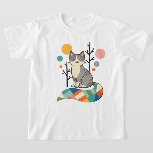 Minimalist Cat Design T-Shirt Tシャツ (レイダウン)