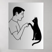 Minimalist Cat Fist Bump Line Art  ポスター (正面)