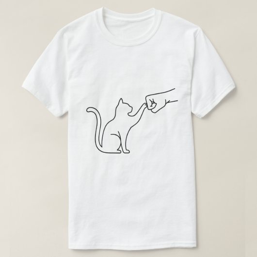Minimalist Cat Fist Bump Line Art T-Shirt for Men Tシャツ (デザイン正面)