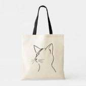 Minimalist Cat Lightning Bolt Line Art Modern Simp トートバッグ (裏面)