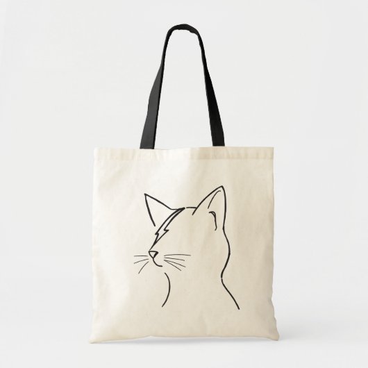 Minimalist Cat Lightning Bolt Line Art Modern Simp トートバッグ (正面)