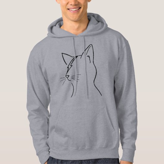 Minimalist Cat Lightning Bolt Line Art Modern Simp パーカ (正面)