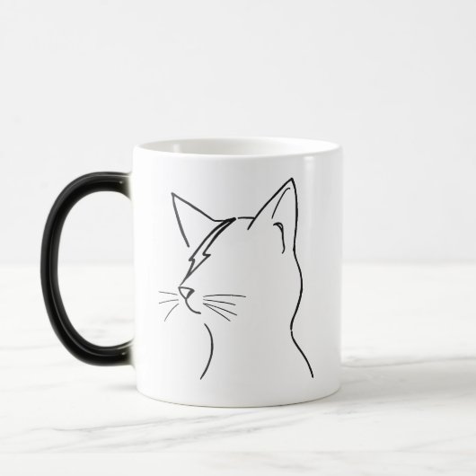 Minimalist Cat Lightning Bolt Line Art Modern Simp モーフィングマグカップ (左)