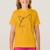 Minimalist Cat Lightning Bolt Line Art Modern Simp Tシャツ (正面)