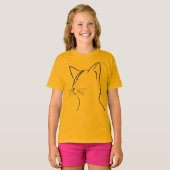 Minimalist Cat Lightning Bolt Line Art Modern Simp Tシャツ (正面フル)
