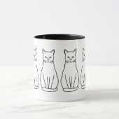 Minimalist Cat Line Art Black and White Coffee Mug マグカップ (中央)