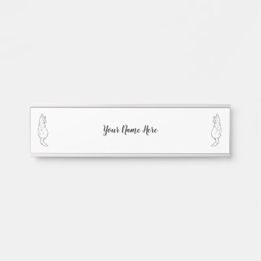 Minimalist Cat Line Art | Custom Name Plate サインプレート (正面)