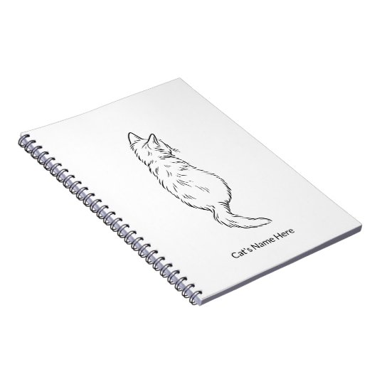 Minimalist Cat Line Art Personalized Name Notebook ノートブック (右側)