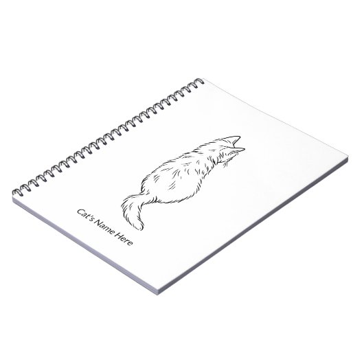 Minimalist Cat Line Art Personalized Name Notebook ノートブック (左側)