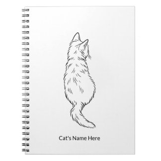 Minimalist Cat Line Art Personalized Name Notebook ノートブック