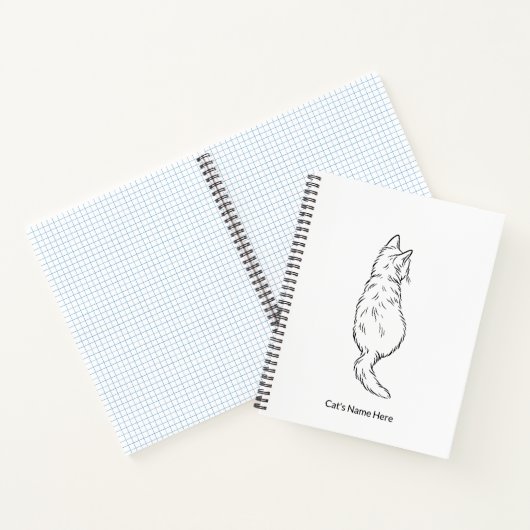 Minimalist Cat Line Art Personalized Name Notebook ノートブック (内部)
