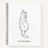 Minimalist Cat Line Art Personalized Name Notebook ノートブック (正面)