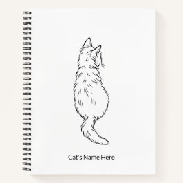 Minimalist Cat Line Art Personalized Name Notebook ノートブック