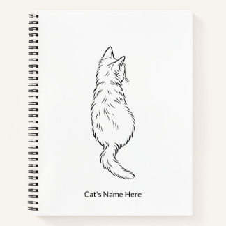 Minimalist Cat Line Art Personalized Name Notebook ノートブック