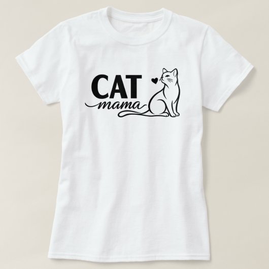 Minimalist Cat Mama T-Shirt - Cute Line Art Cat Mo Tシャツ (デザイン正面)