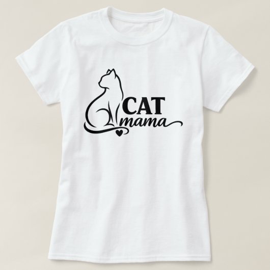 Minimalist Cat Mama T-Shirt - Cute Line Art Cat Mo Tシャツ (デザイン正面)