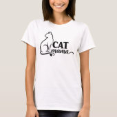 Minimalist Cat Mama T-Shirt - Cute Line Art Cat Mo Tシャツ (正面)