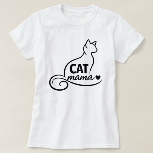 Minimalist Cat Mama T-Shirt - Cute Line Art Cat Mo Tシャツ (デザイン正面)