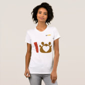 Minimalist Cat Mom T-Shirt - Brown Paw Print Heart Tシャツ (正面フル)