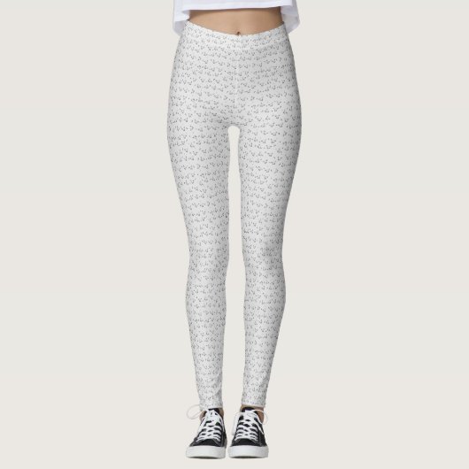 Minimalist Cat Pattern Leggings – Light Gray レギンス (正面)