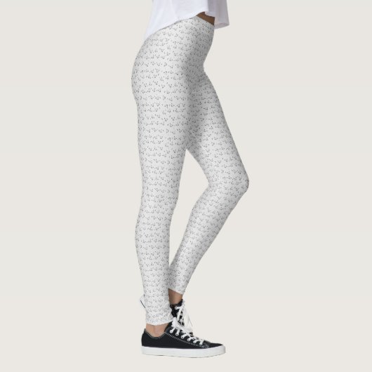 Minimalist Cat Pattern Leggings – Light Gray レギンス (右)