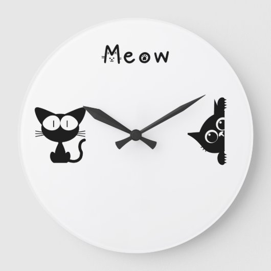 Minimalist Cat Wall Clock ラージ壁時計 (正面)
