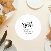 Minimalist Cat Wedding Drink Coaster ラウンドペーパーコースター