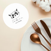 Minimalist Cat Wedding Drink Coaster ラウンドペーパーコースター