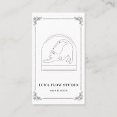 Minimalist Cat Yoga Instructor Card with QR Code 名刺 (正面)