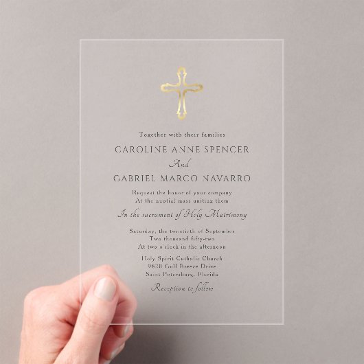 Minimalist Catholic Mass Wedding アクリル招待状 (インサイチュ (ポータブル))