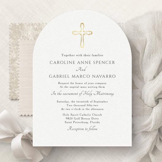 Minimalist Catholic Mass Wedding 招待状