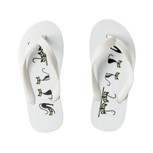 Minimalist Cats Boys' Flip Flops - Cute Kitten Art キッズビーチサンダル (フットベッド)