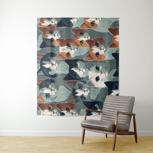 Minimalist Cats Collage Wallpaper タペストリー (インサイチュ)