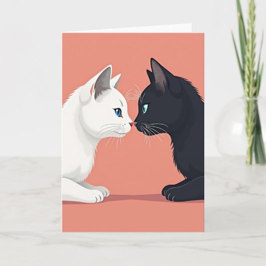 Minimalist Cats Love Card カード (正面)