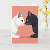 Minimalist Cats Love Card カード (黄色い花)