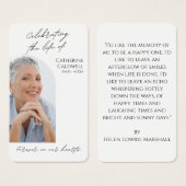 Minimalist Celebrating the Life Photo Prayer Card (正面&裏面)