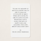 Minimalist Celebrating the Life Photo Prayer Card (裏面)