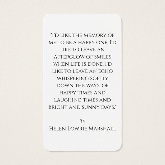 Minimalist Celebrating the Life Photo Prayer Card (裏面)