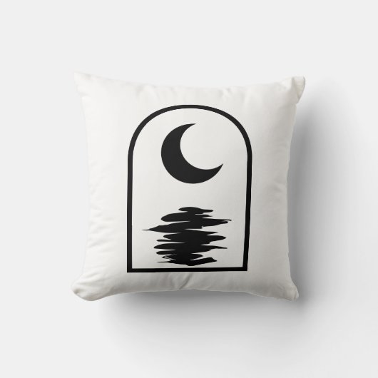 Minimalist Celestial Moon and Water クッション (正面)